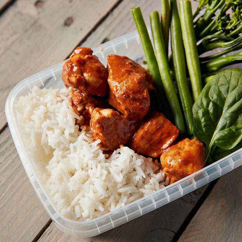 Fresh BBQ Chicken With White Rice, served by Macro Based Diner Healthy Meal Prep for a nutritious meal